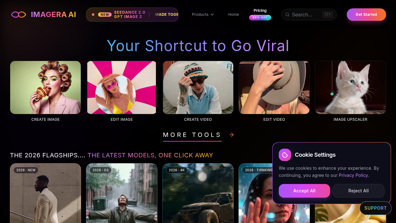 Screenshot of Imagera.ai's homepage, a resource for AI image generation statistics, reflecting the widespread monthly adoption.