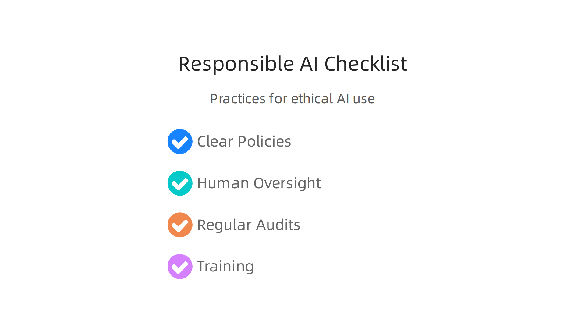 A checklist of essential practices for organizations to ensure ethical, transparent, and responsible use of AI systems like Palantir's.