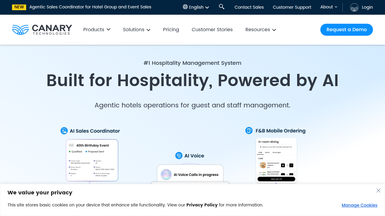 Canary Technologies specializes in AI solutions tailored for the hospitality industry.