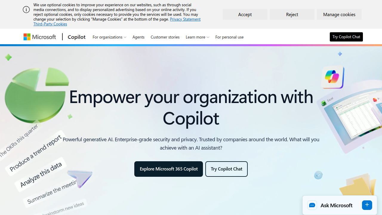 Microsoft Copilot integrates AI across Microsoft 365 applications to enhance productivity.