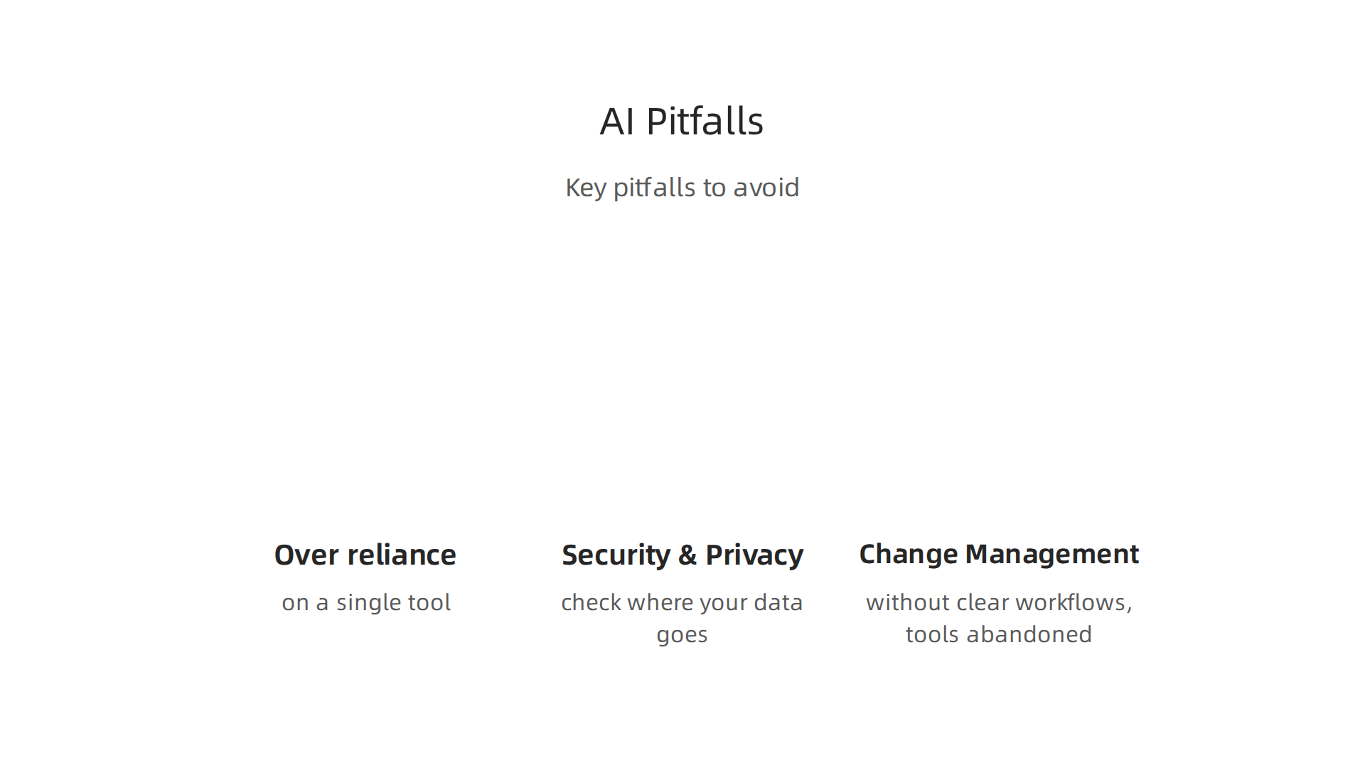 Key pitfalls that users should avoid when adopting AI tools to ensure successful integration and real productivity gains.