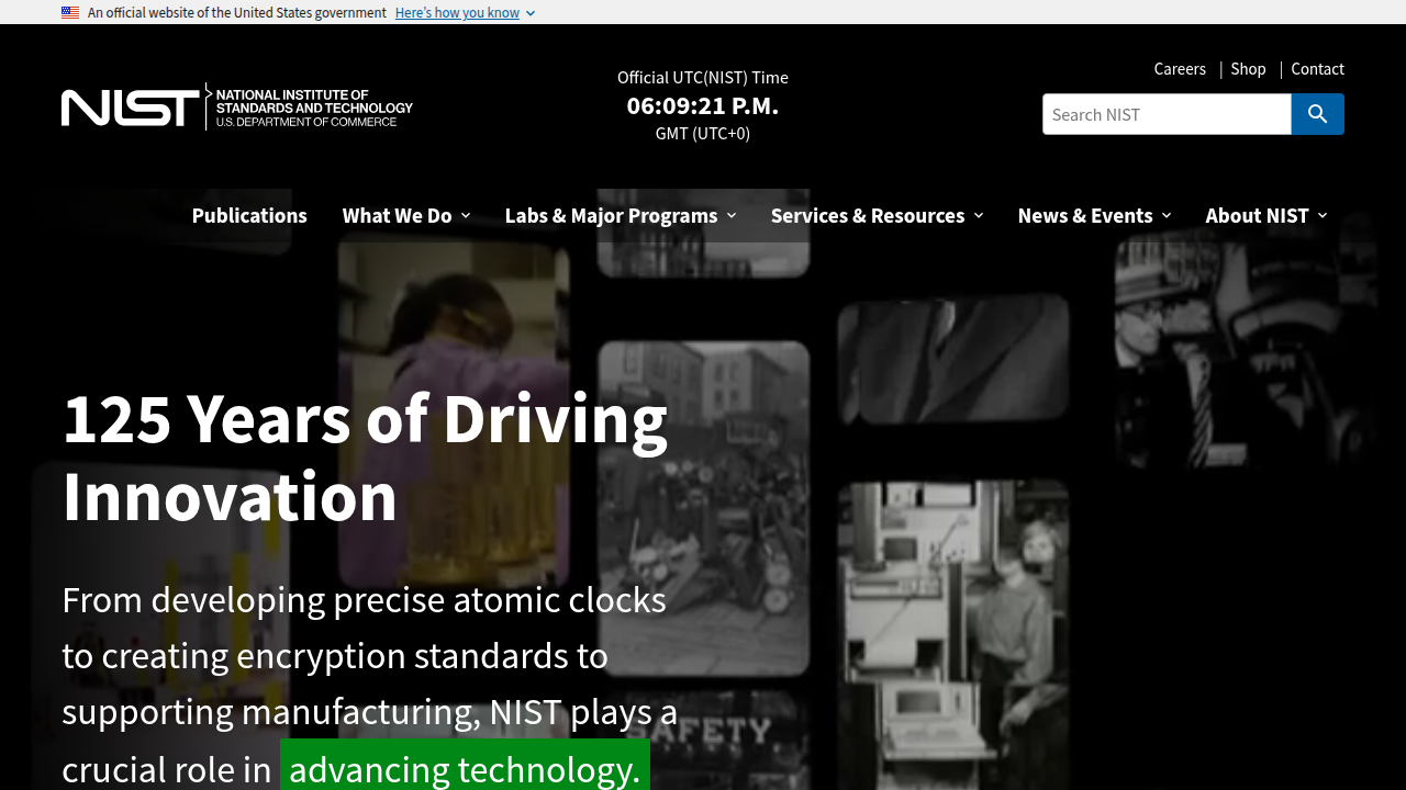 The official Artificial Intelligence section of the National Institute of Standards and Technology (NIST) website.