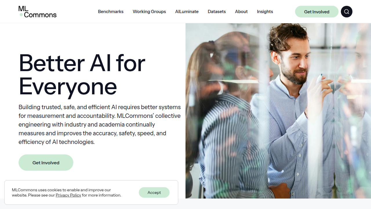 Homepage for MLCommons, an open engineering consortium for machine learning benchmarks.