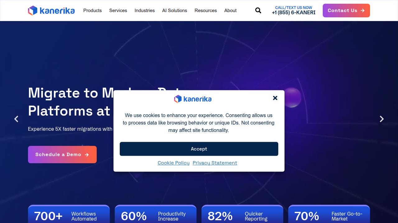 Screenshot of Kanerika's blog post discussing common AI adoption challenges and project stalls.