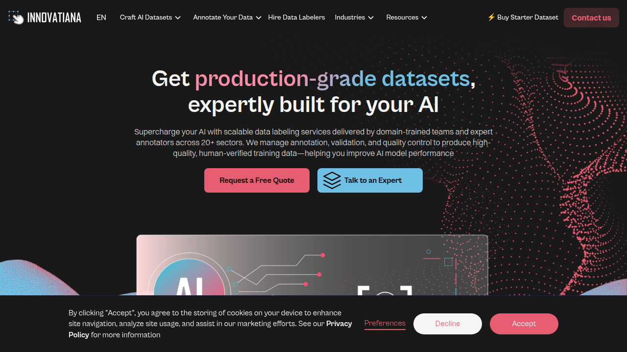The Innovatiana website, a source for insights into AI and data labeling metrics like IAA.