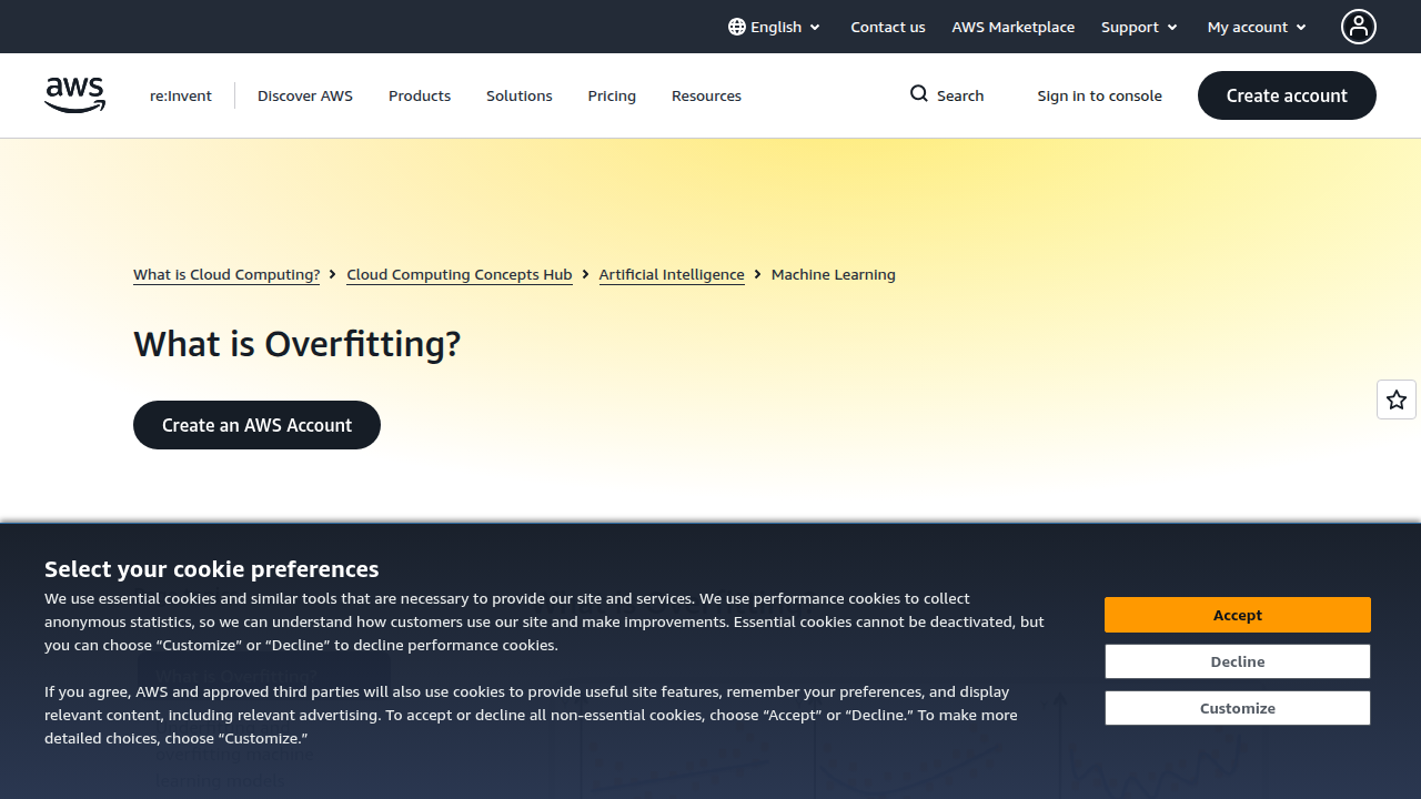 AWS provides a clear explanation of overfitting in machine learning, a common challenge in AI development.