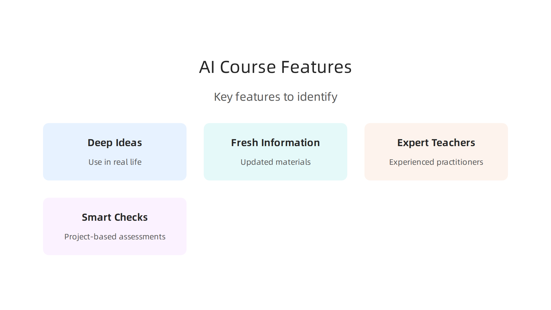 Key features to identify when selecting a high-quality AI intelligence course.